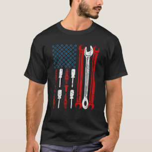 USA Flag Patriotic American Auto Diesel Mechanic T-Shirt