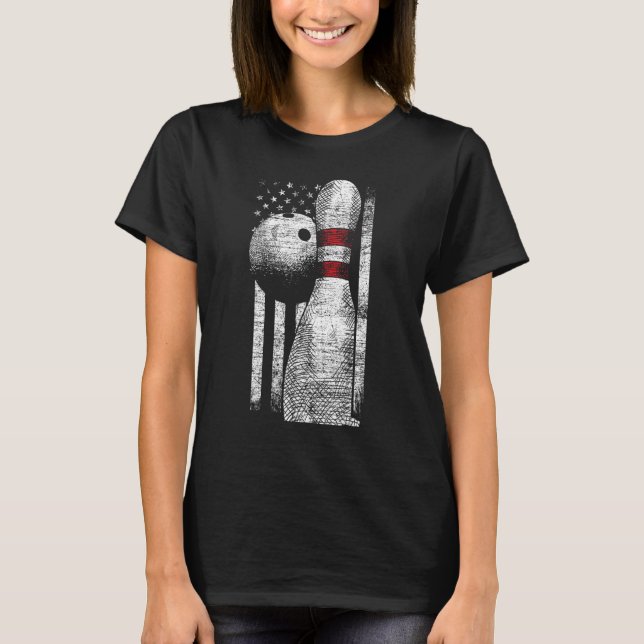 Usa Flag Patriotic American Bowler  Bowling Ball B T-Shirt (Front)