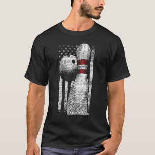 USA Flag Patriotic American Bowler Gift Bowling Ba T-Shirt