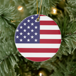 USA Flag Patriotic American Flag Stars and Stripes Ceramic Ornament
