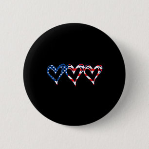Usa Flag Patriotic American Hearts Armed Forces 4t 2 Inch Round Button