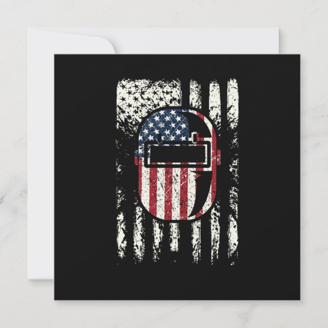 USA Flag Patriotic American Welder Welding Helmet Invitation (Front)