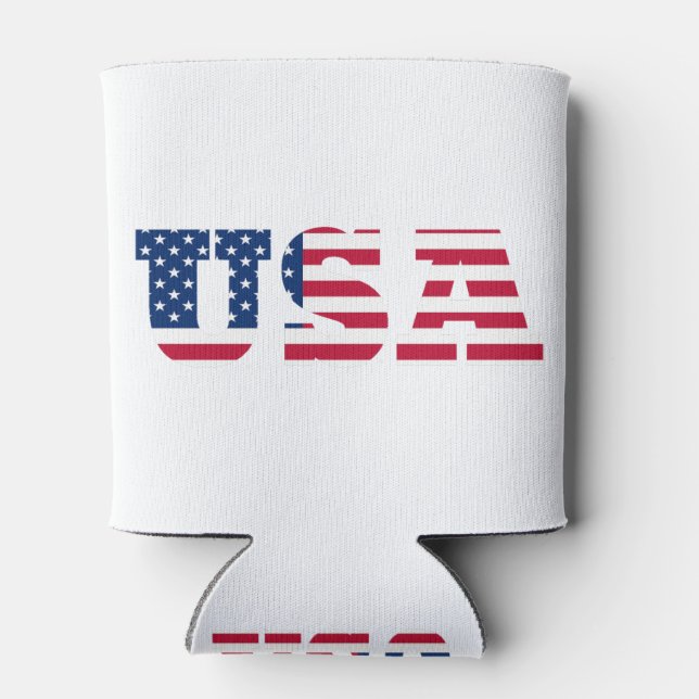 USA Flag  Patriotic Can Cooler (Back)
