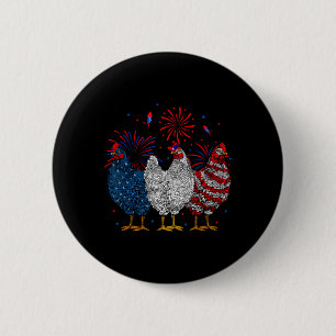 Usa Flag Patriotic Chicken Lover 4th Of July 1 2 Inch Round Button