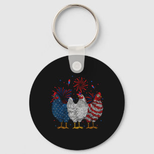 Usa Flag Patriotic Chicken Lover 4th Of July 1 Keychain