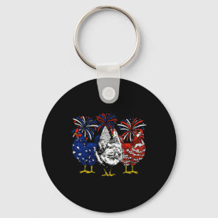 Usa Flag Patriotic Chicken Lover 4th Of July Keychain