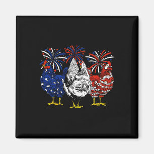 Usa Flag Patriotic Chicken Lover 4th Of July  Magnet
