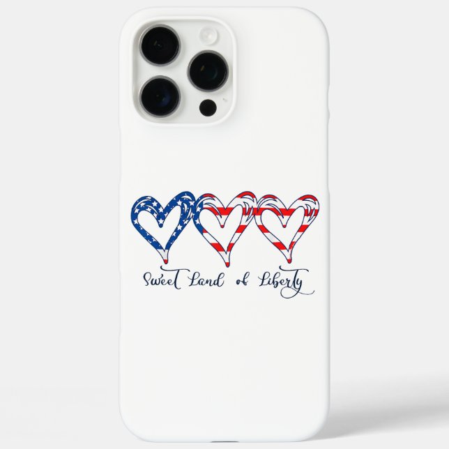USA Flag Patriotic Hearts 4th of July Sweet Land o Case-Mate iPhone Case (Back)