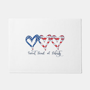 USA Flag Patriotic Hearts 4th of July Sweet Land o Doormat