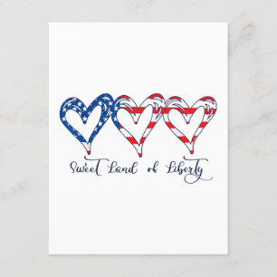USA Flag Patriotic Hearts 4th of July Sweet Land o Enclosure Card