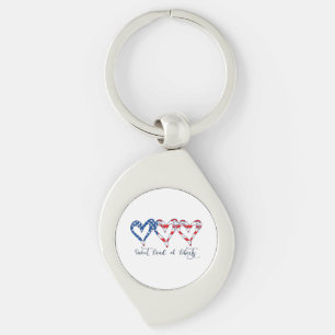 USA Flag Patriotic Hearts 4th of July Sweet Land o Keychain