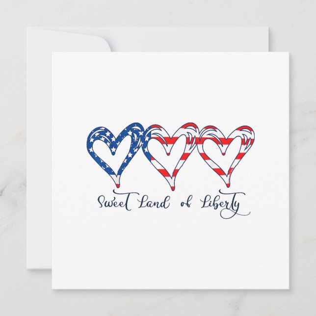 USA Flag Patriotic Hearts 4th of July Sweet Land o Save The Date (Front)
