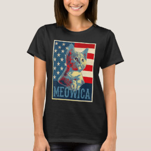 USA Flag Patriotic Meowica Cat Vintage 4th of July T-Shirt
