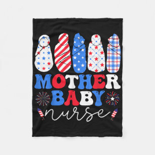 Usa Flag Patriotic Mother Baby Nurse Fireworks 4th Fleece Blanket