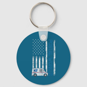 Usa Flag Patriotic Stal Worker Mailman Mail Lady N Keychain