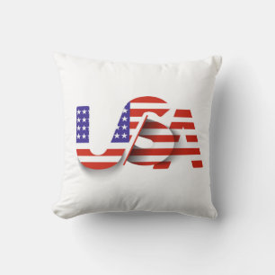 USA Flag – Patriotic USA Typography Throw Pillow