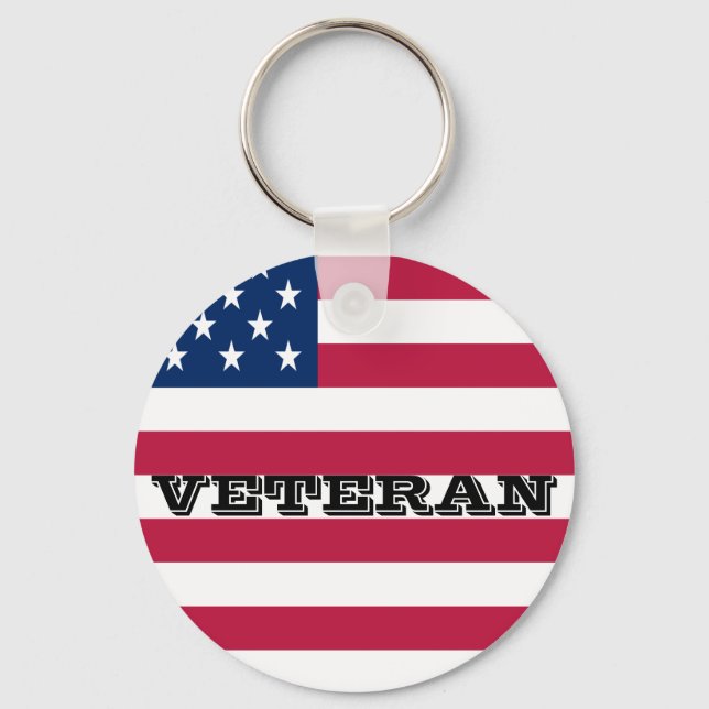 USA Flag Patriotic Veteran Veterans Keychain (Front)