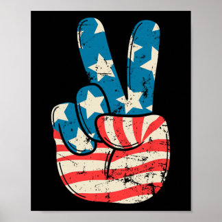 Usa Flag Peace Sign Hand 4th Of July Patriotic Men