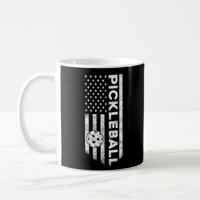 USA Flag Pickleball Lover Sports Gift  Coffee Mug (Left)
