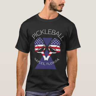 USA Flag Pickleball  Paddleball Naples Florida T-Shirt