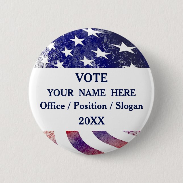 USA Flag Political Presidential Campaign  2 Inch Round Button (Front)