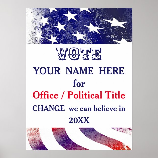 USA Flag Political Presidential Campaign  Poster (Front)