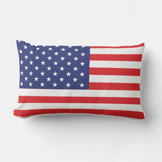 USA Flag Print Patriotic Lumbar Pillow (Front)