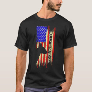 Usa Flag Proud Bull Terrier Grandma Bully Silhoue T-Shirt