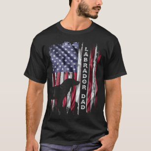 USA Flag Proud Labrador Retriever Lab Dad Silhouet T-Shirt