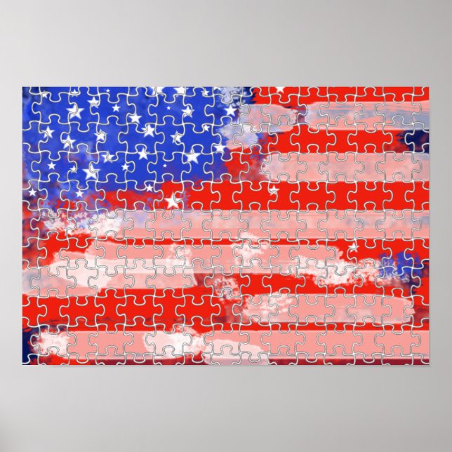 USA flag puzzle Poster (Front)