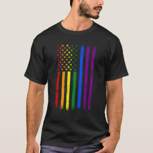 USA Flag Rainbow 4th Of July LGBTQ Gay Pride Month T-Shirt