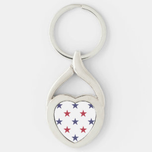 USA Flag Red and Flag Blue Stars Keychain