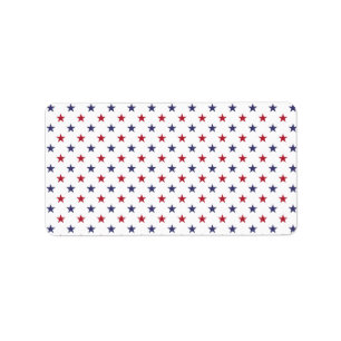 USA Flag Red and Flag Blue Stars Label
