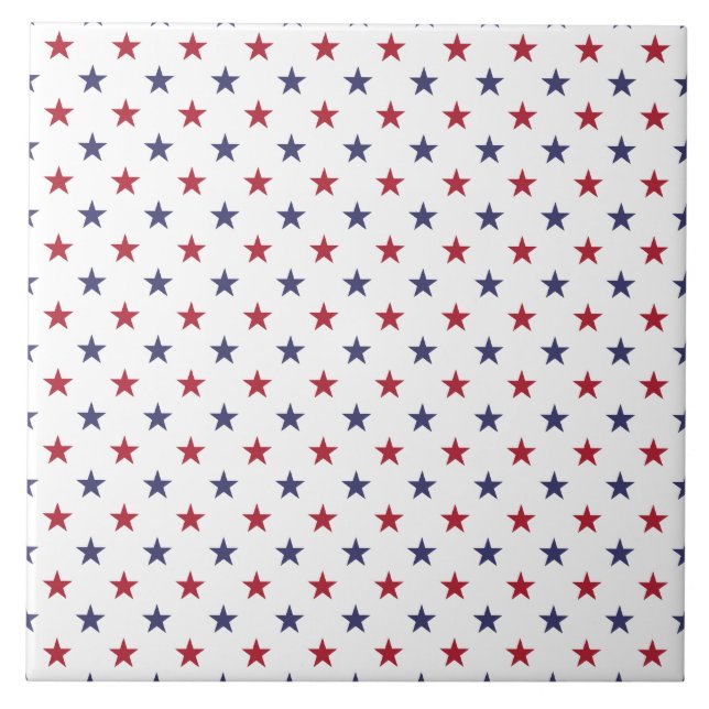 USA Flag Red and Flag Blue Stars Tile (Front)