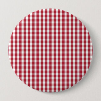 USA Flag Red and White Gingham Checked 4 Inch Round Button