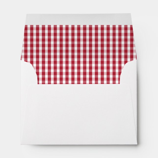 USA Flag Red and White Gingham Checked Envelope (Back (Bottom))