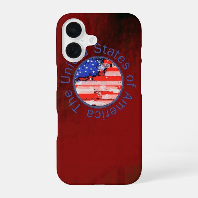 USA flag ~ red background iPhone 16 Case (Back)