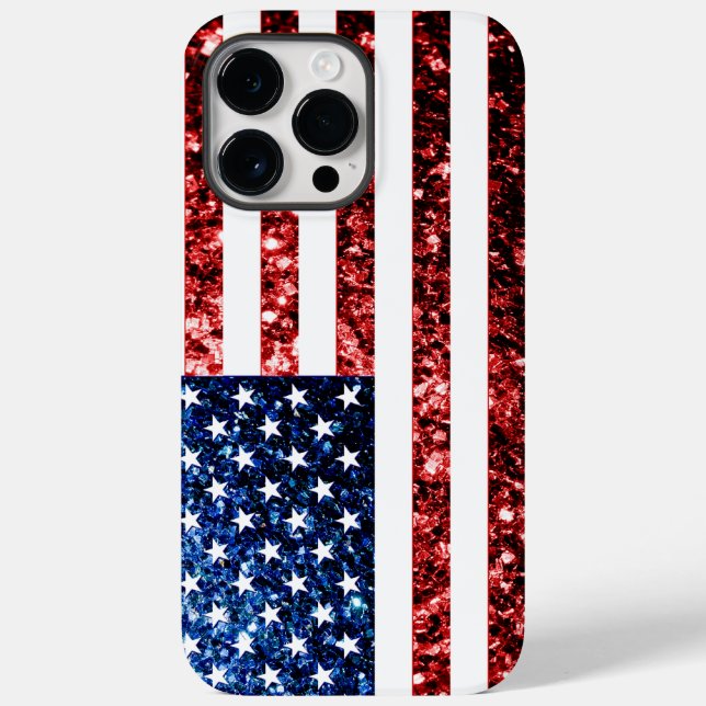 USA flag red blue sparkles glitters Case-Mate iPhone Case (Back)