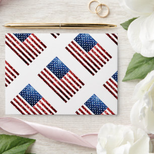 USA flag red blue sparkles pattern print Envelope