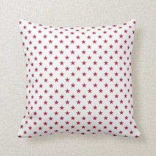 USA Flag Red Stars on White Throw Pillow