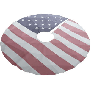 USA flag Red White Blue America Geometric Mesh Brushed Polyester Tree Skirt