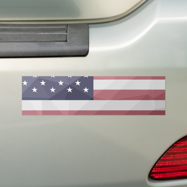 USA flag Red White Blue America Geometric Mesh Bumper Sticker (On Car)
