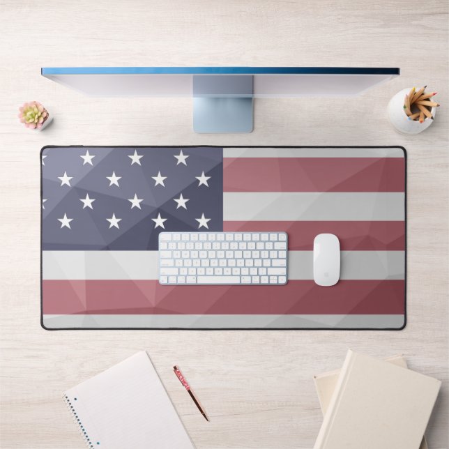 USA flag Red White Blue America Geometric Mesh Desk Mat (Office 1)