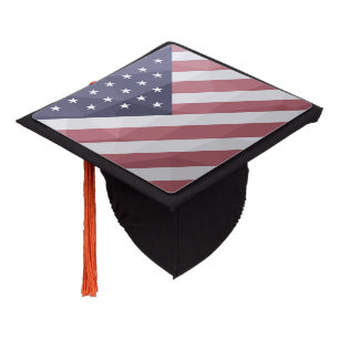 USA flag Red White Blue America Geometric Mesh Graduation Cap Topper