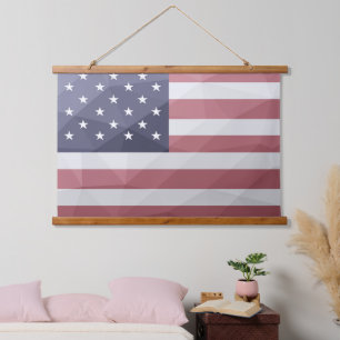 USA flag Red White Blue America Geometric Mesh Hanging Tapestry