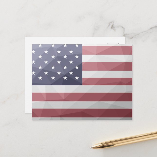 USA flag Red White Blue America Geometric Mesh Postcard (Front/Back In Situ)