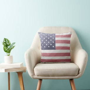 USA flag Red White Blue America Geometric Mesh Throw Pillow