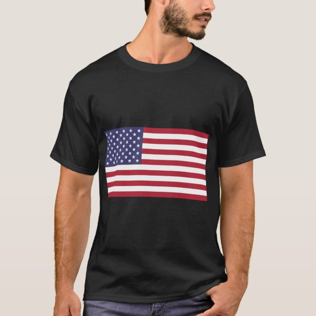 USA flag red white blue patriotic black t-shirt (Front)