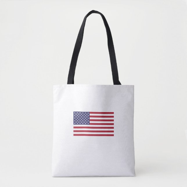 USA flag red white blue patriotic tote bag (Front)
