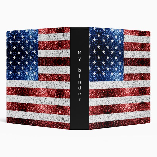 USA flag red white blue sparkles glitters Binder (Background)